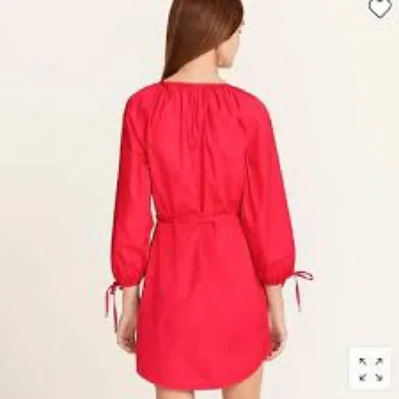 J.Crew Tie-sleeve button-front dress in cotton poplin - Picture 3 of 7